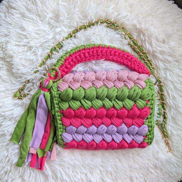 NEW Chunky Knit Crochet Crossbody Bag – Colorful, Unique & Handmade Look! - Picture 6 of 14